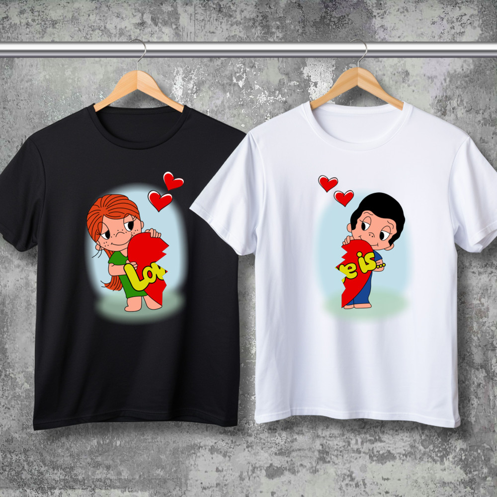 Парні футболки з принтом - Love is!