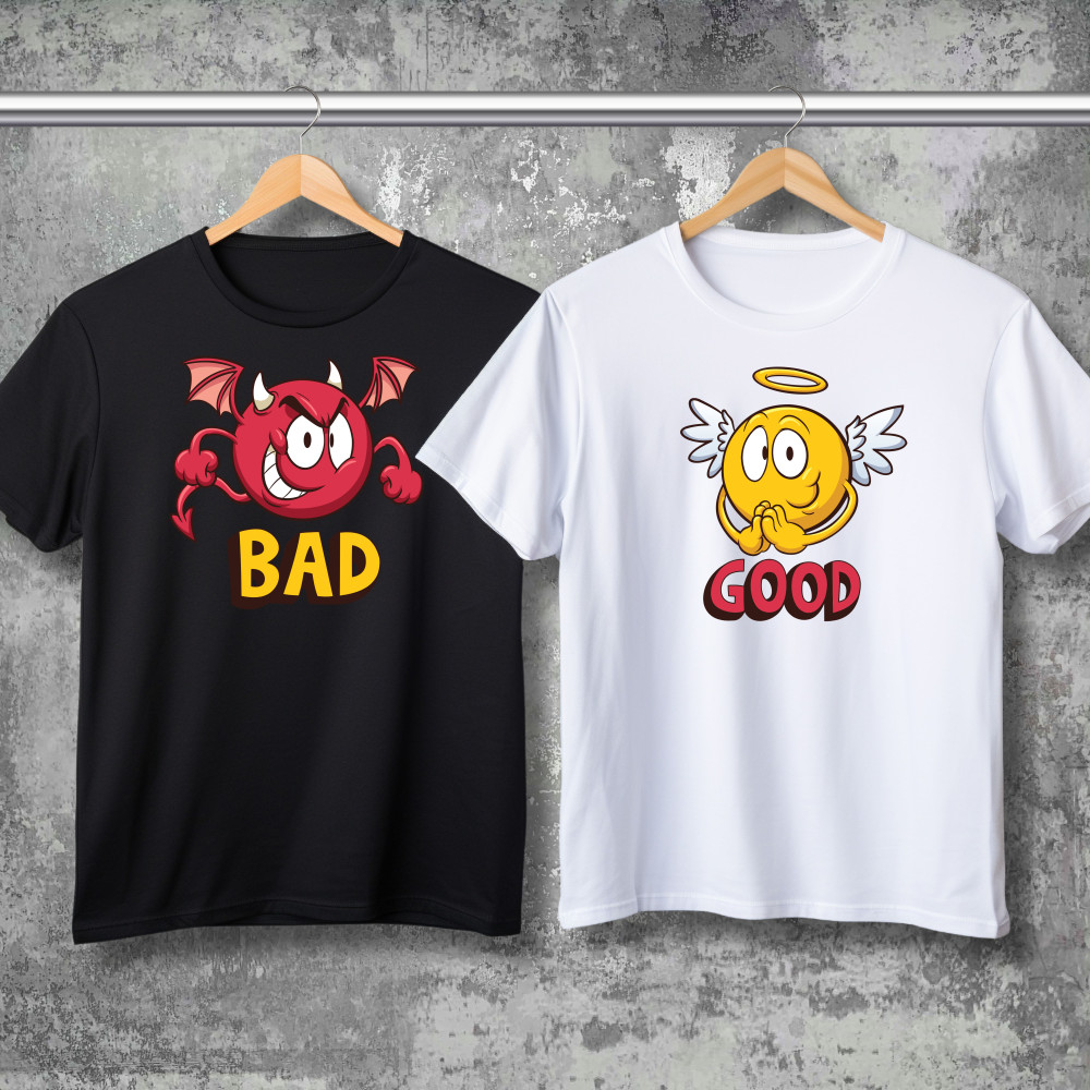 Парные футболки с принтом - Bad & Good!