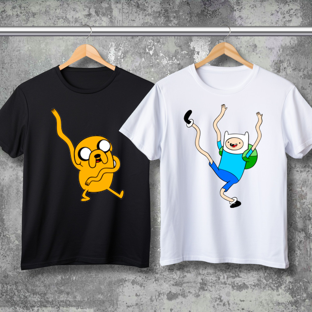 Парные футболки с принтом - Jake and Finn!