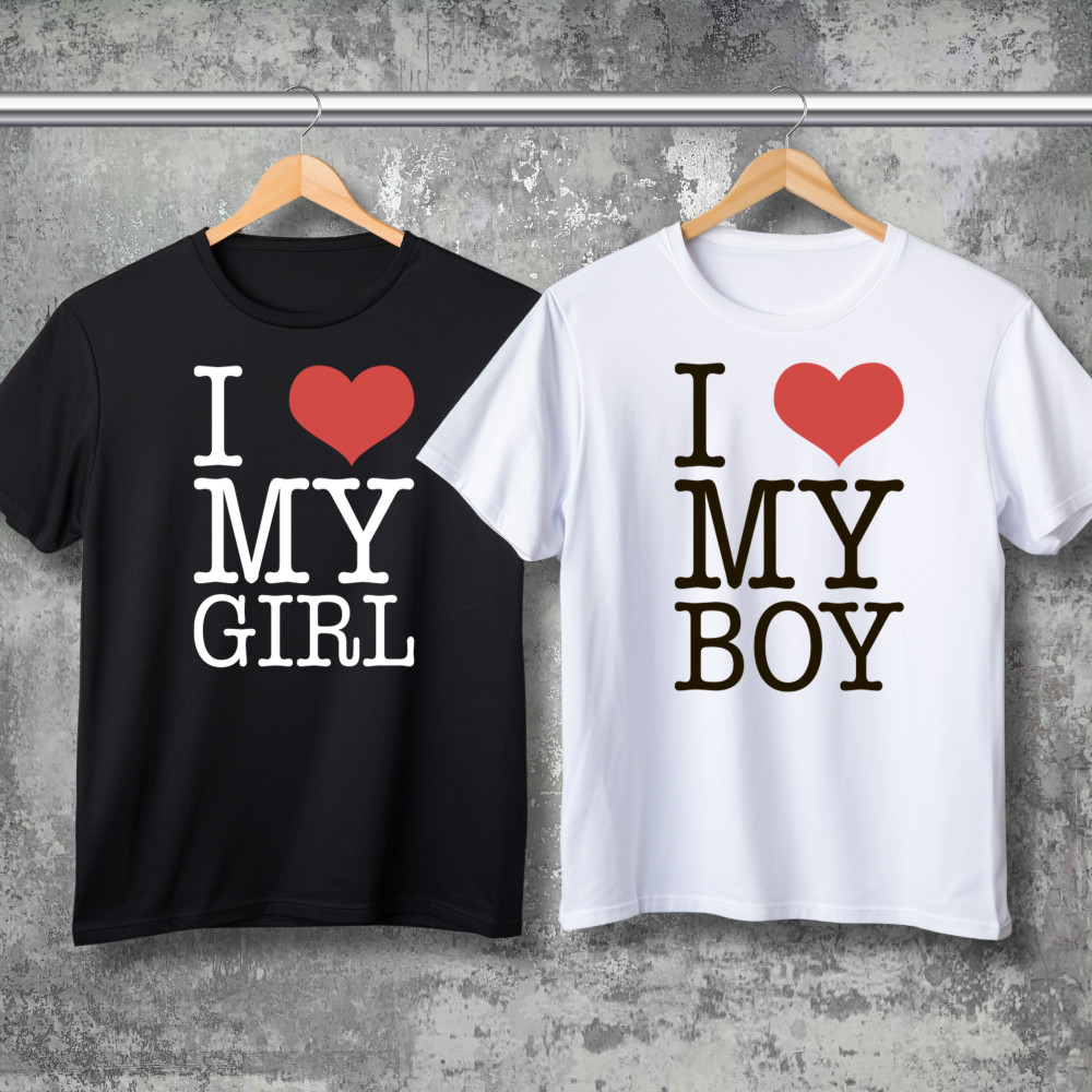 Парні футболки з принтом - I love my girl!