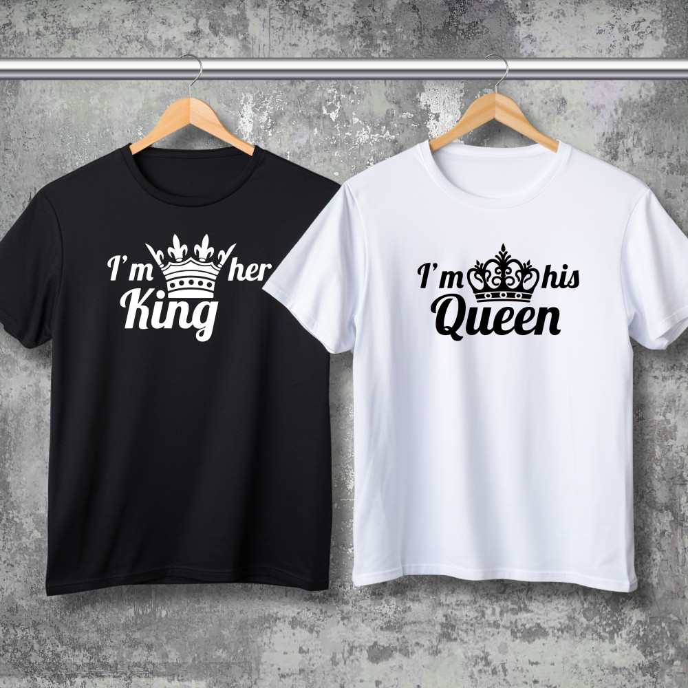 Парні футболки з принтом - I'm her king!