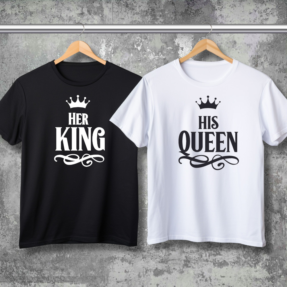 Парні футболки з принтом - Her king!