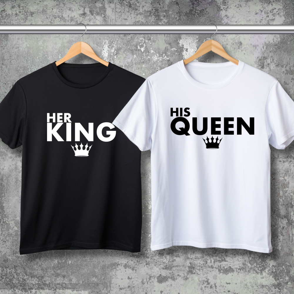 Парні футболки з принтом - Her king!
