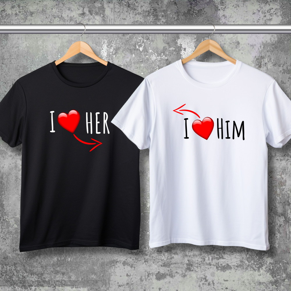 Парні футболки з принтом - I love her!