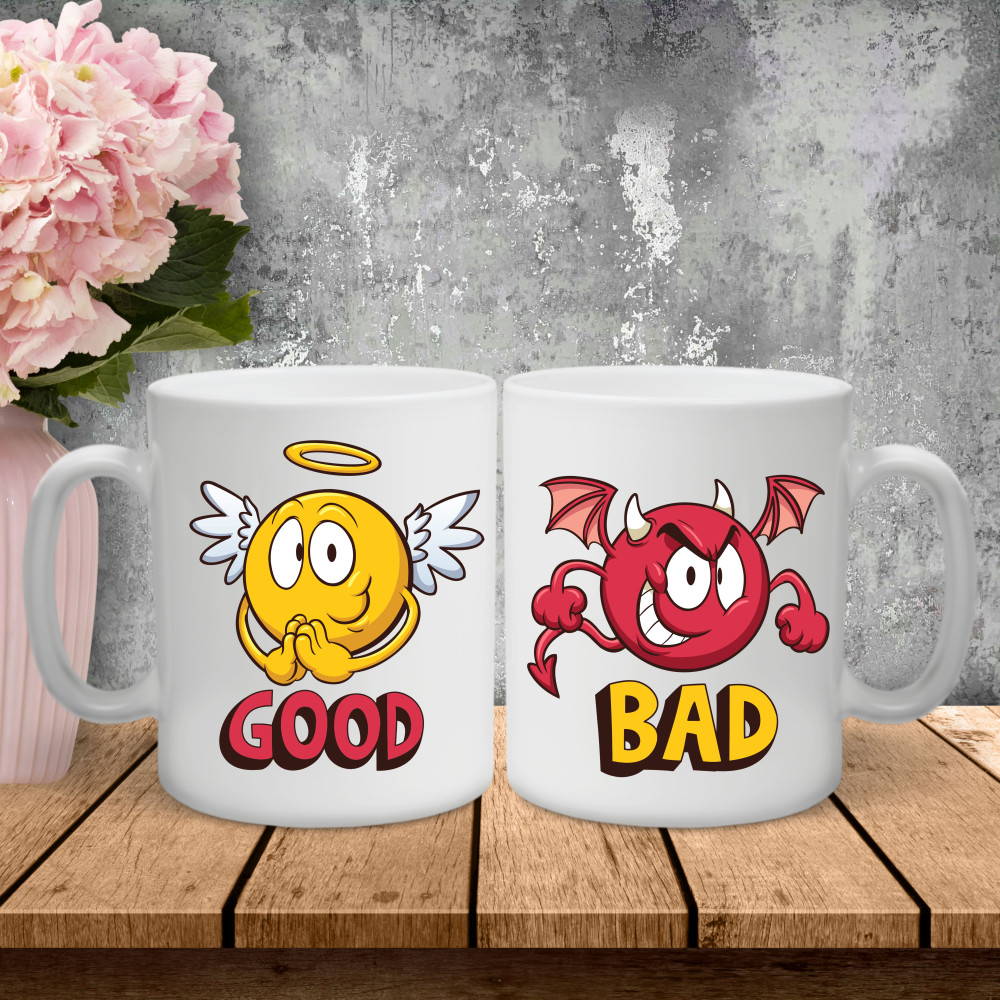 Парные чашки с принтом – Good/Bad!