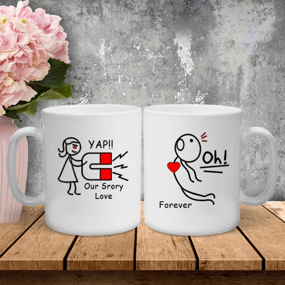 Парні чашки з принтом - Forever love!