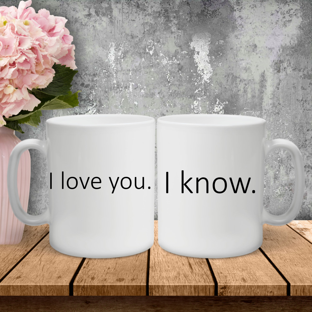 Парные чашки с принтом – I love you|I know!