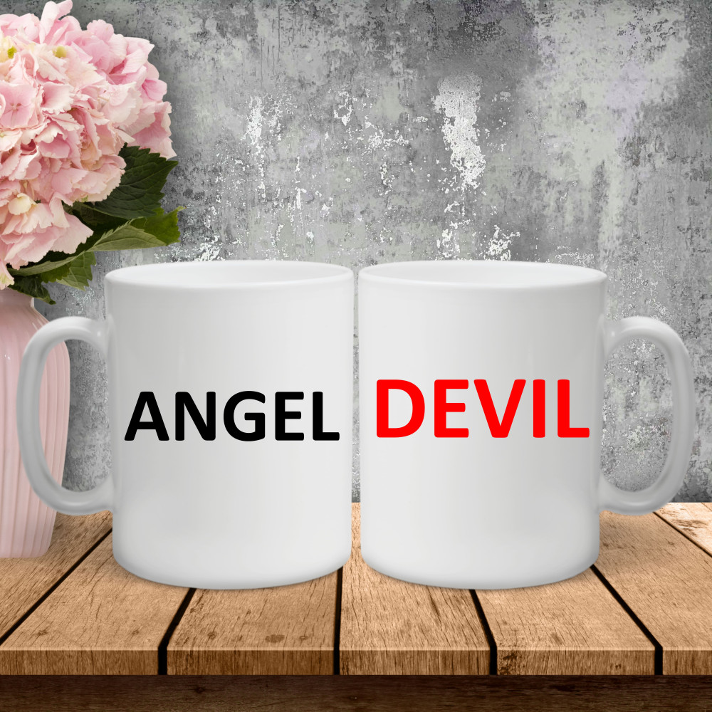 Парні чашки з принтом - Angel|Devil!
