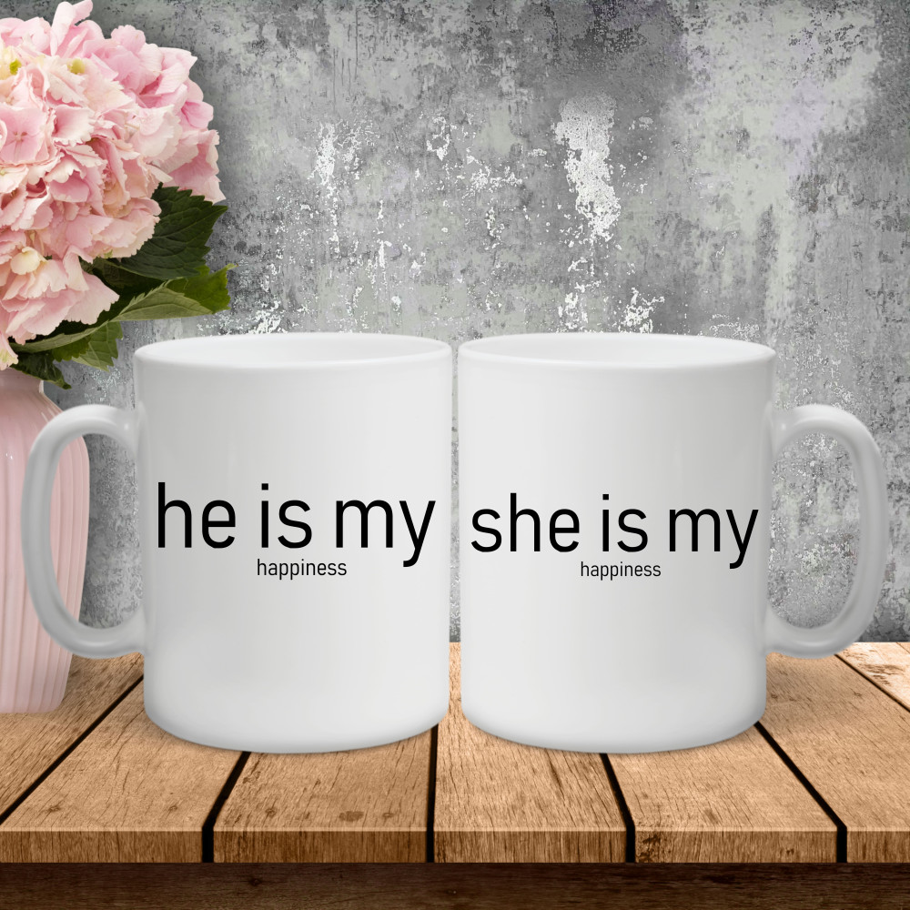 Парные чашки с принтом – He|She is my!