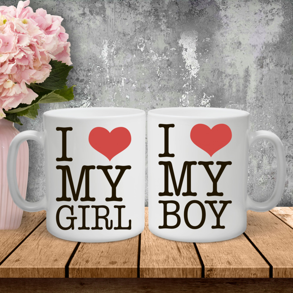 Парные чашки с принтом – I love my Girl|Boy!