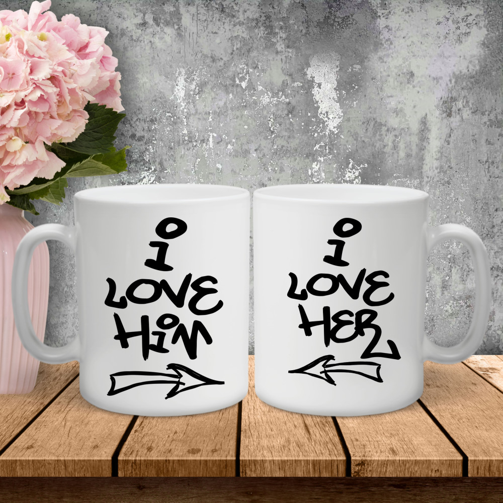Парные чашки с принтом – I love his|her!