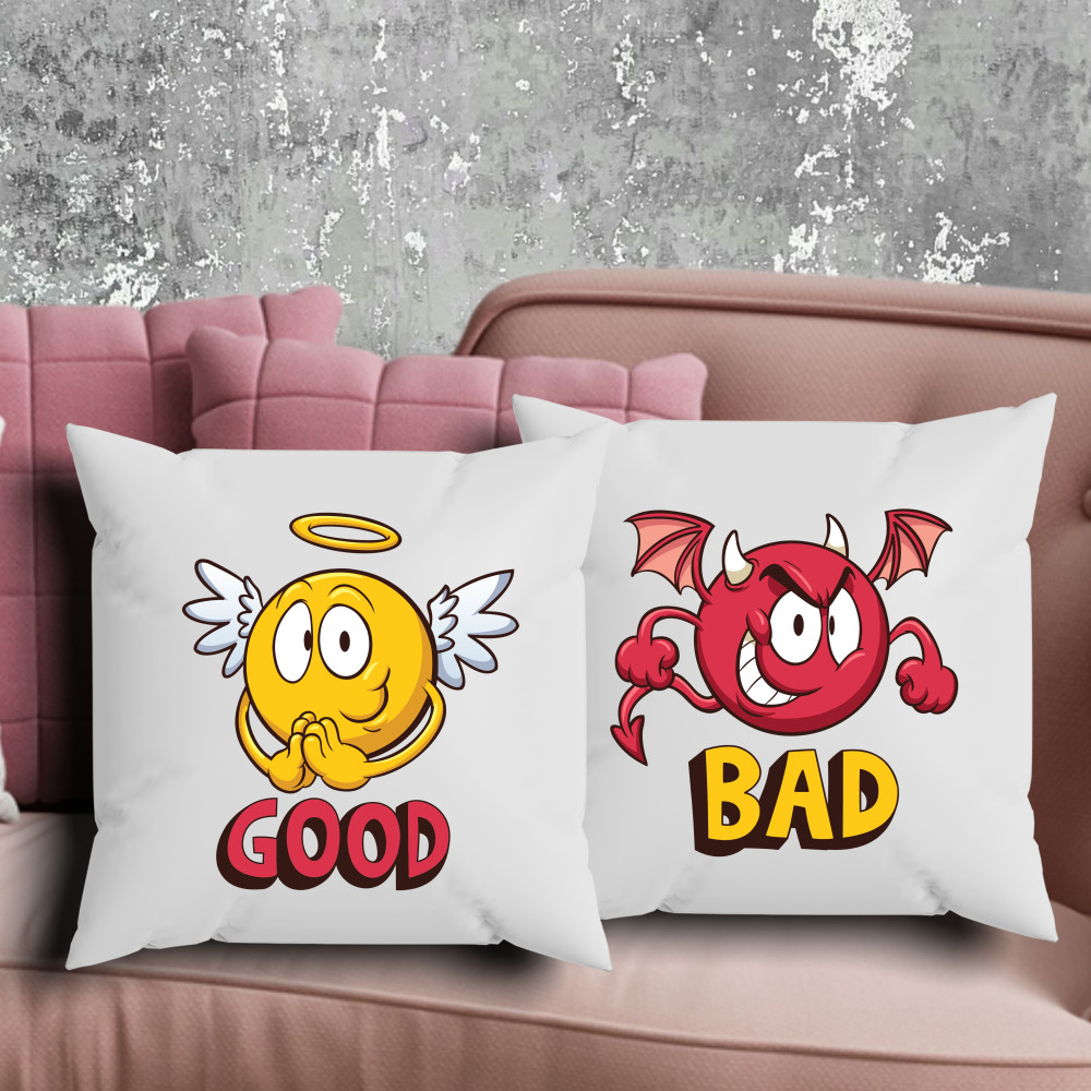 Парні подушки з принтом - Good|Bad!