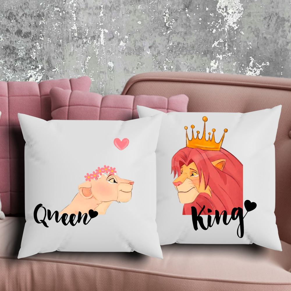 Парні подушки з принтом - Queen|King!