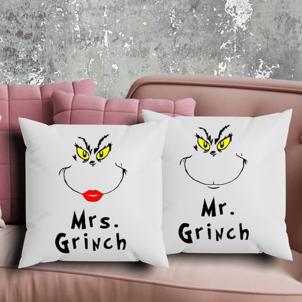 Парні подушки з принтом - Mr|Mrs Grinch!