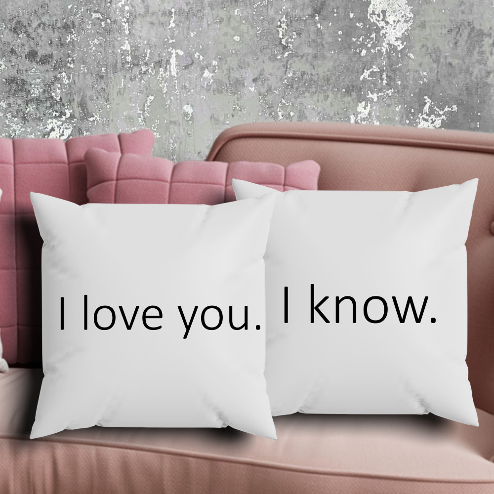 Парні подушки з принтом - I love you|I know!