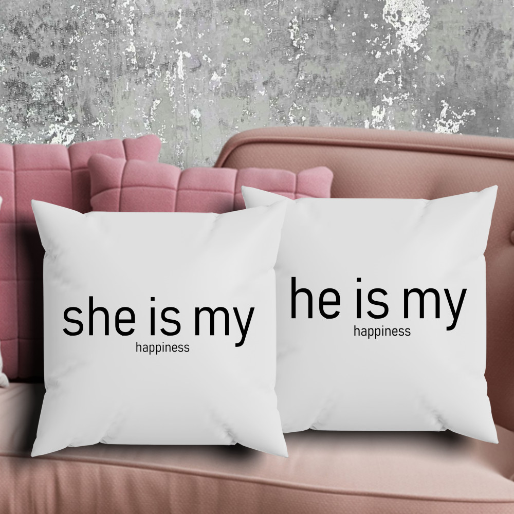 Парні подушки з принтом - She\He is my!