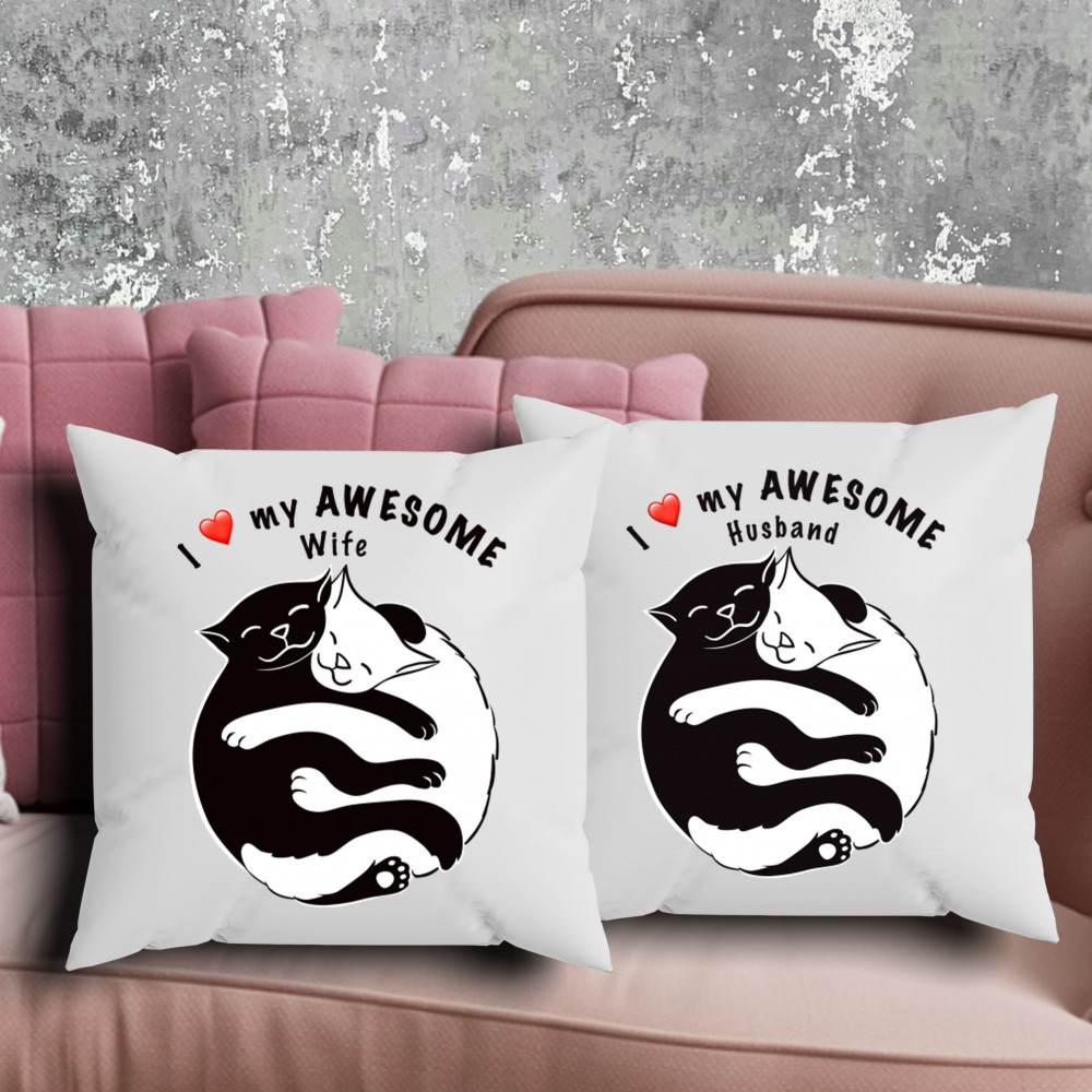 Парні подушки з принтом -  l love my awesome!