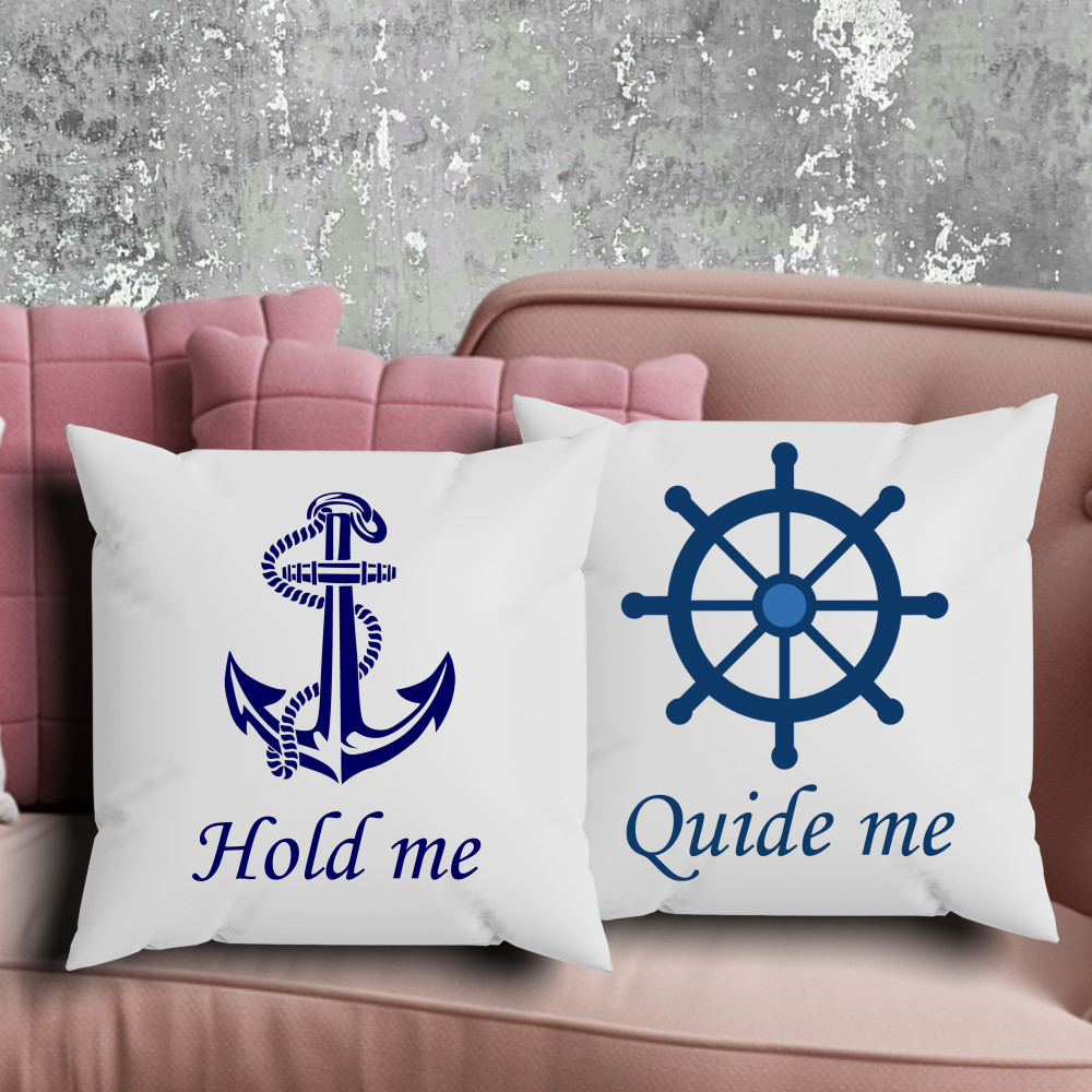 Парні подушки з принтом - Hold me|Quide me!