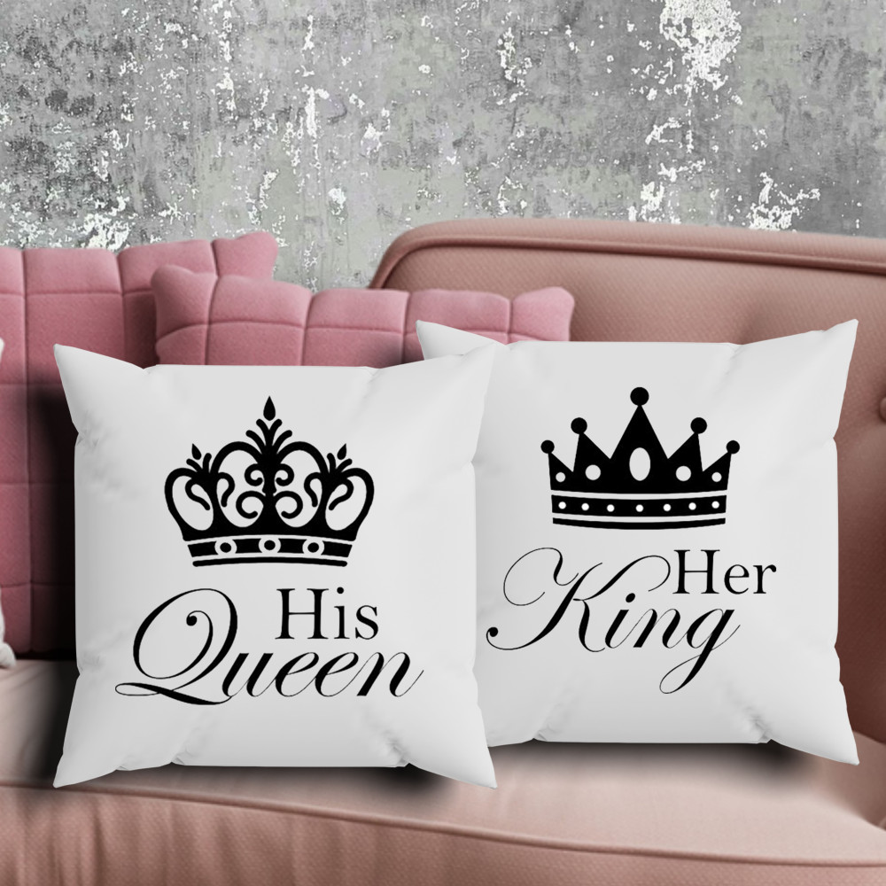 Парні подушки з принтом - Queen|King!