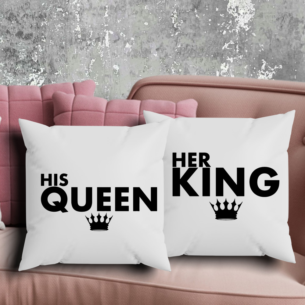 Парні подушки з принтом - Queen|King!