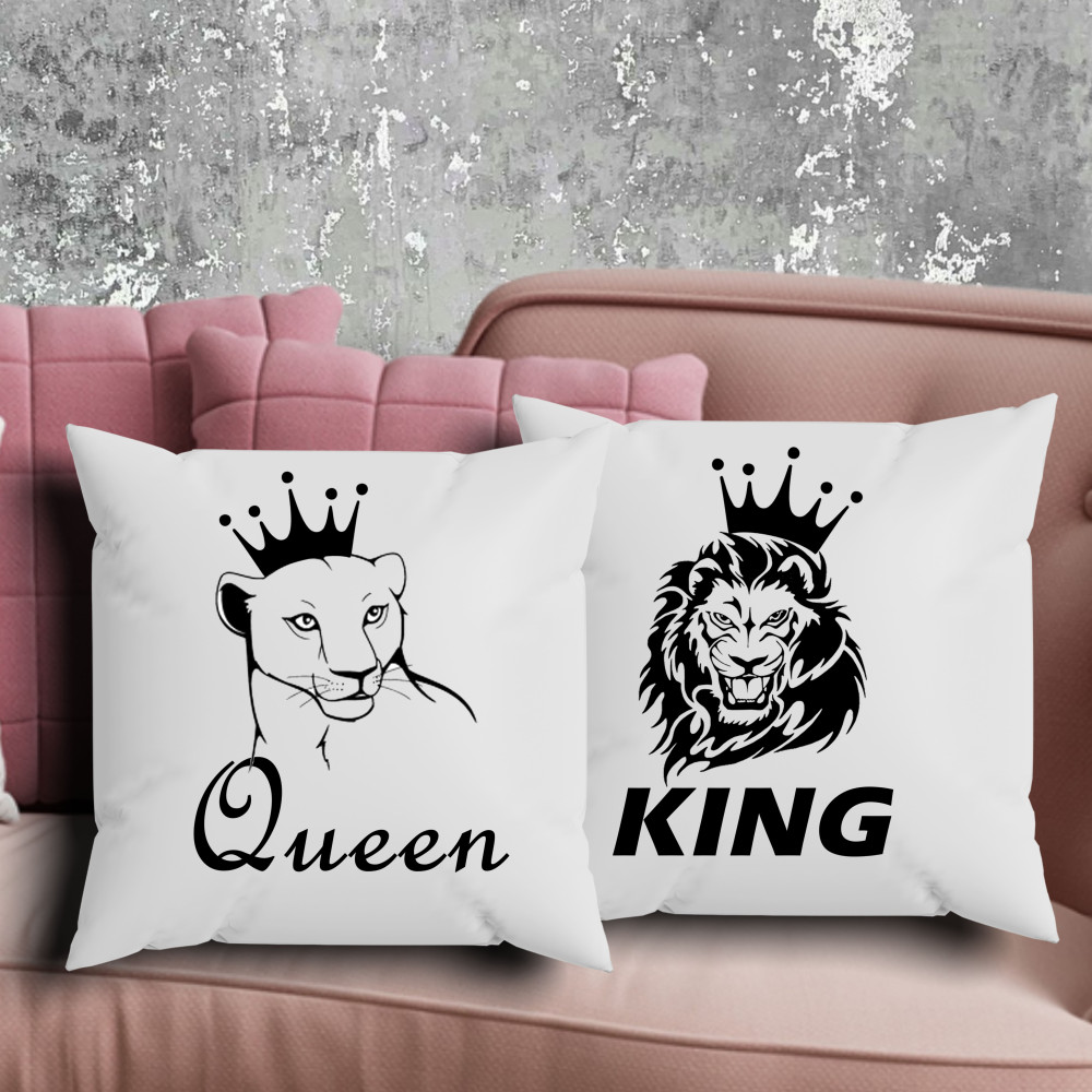 Парні подушки з принтом - Queen|King!
