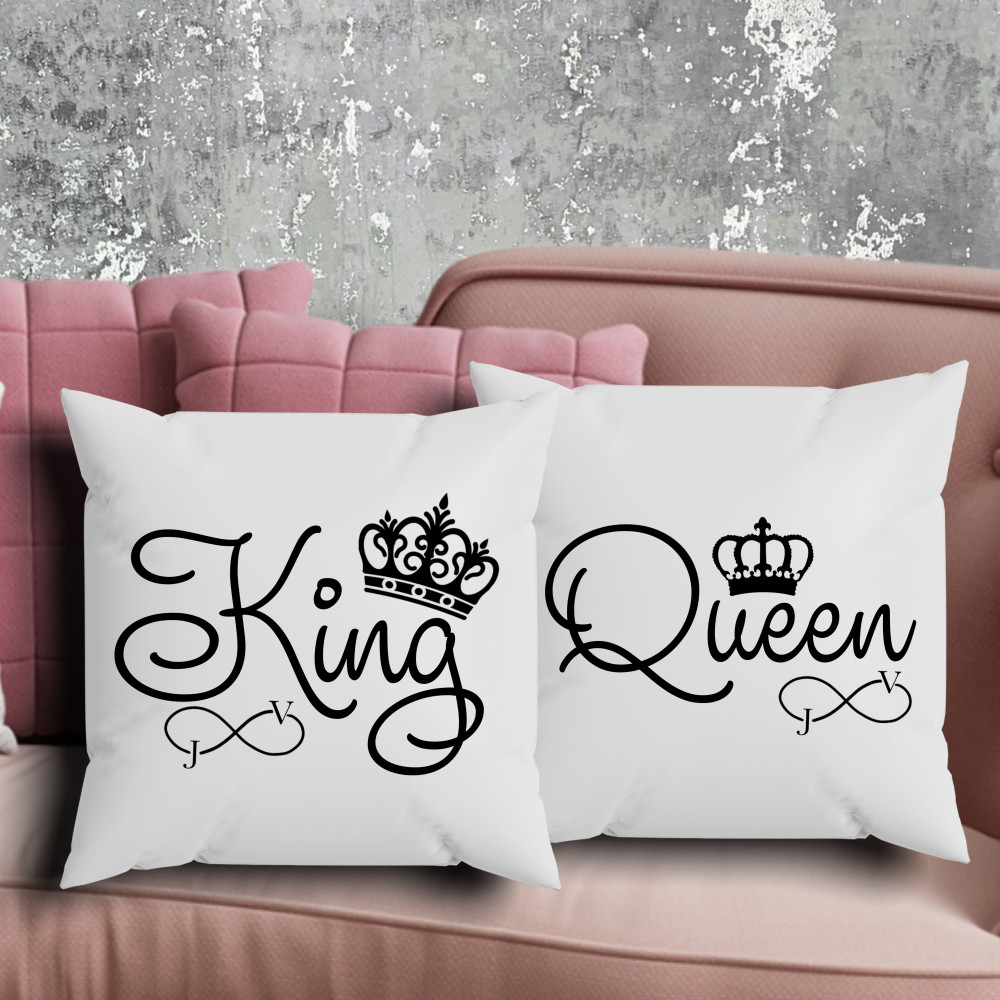 Парні подушки з принтом - Queen|King!