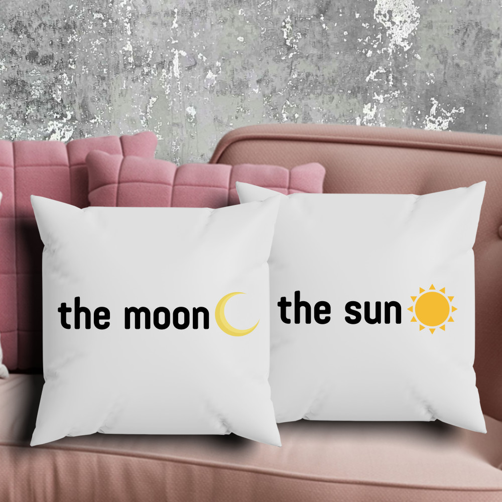 Парные подушки с принтом - The moon|The sun!
