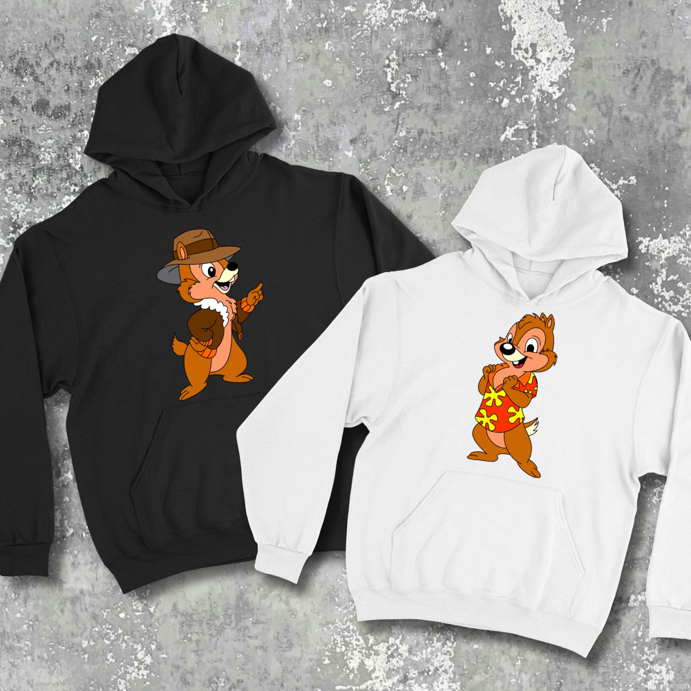 Парные худи с принтом - Чип и Дэйл!