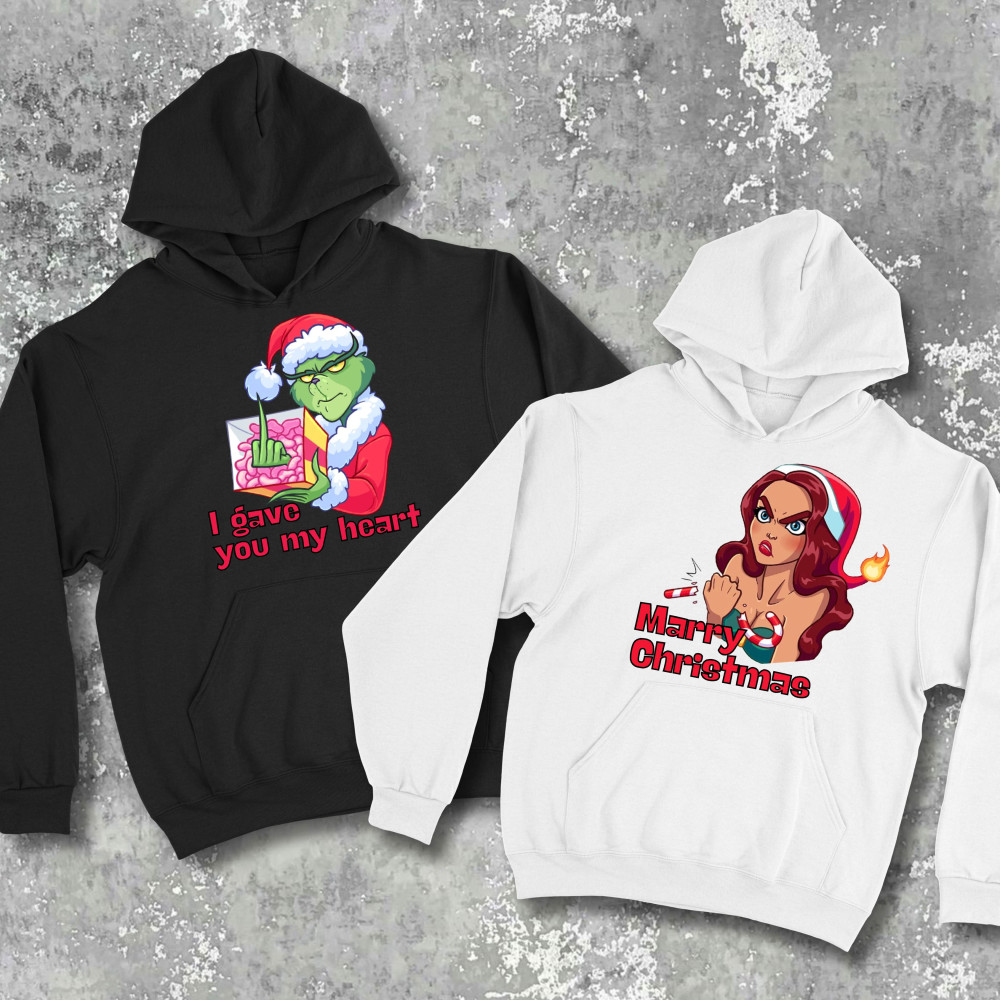 Парні худі з принтом - Merry christmas!