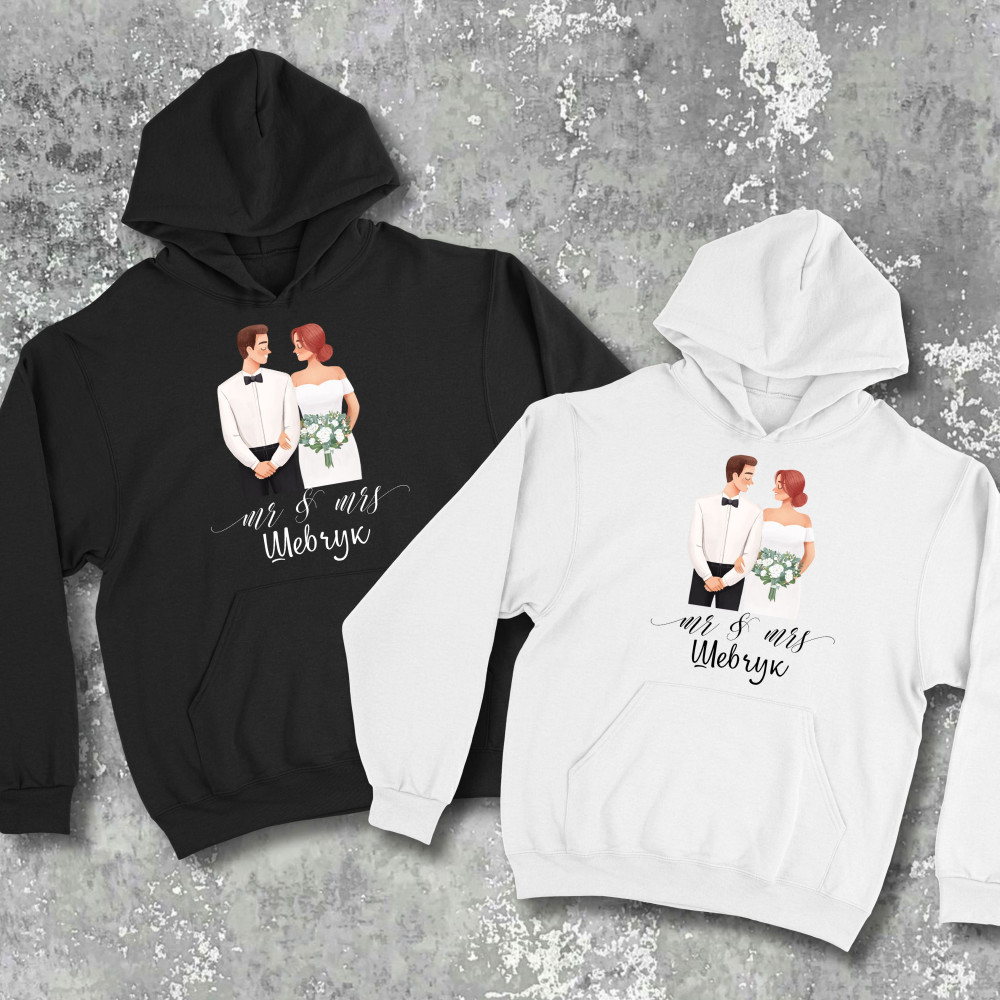 Парні худі з принтом - Mr\mrs Шевчук!