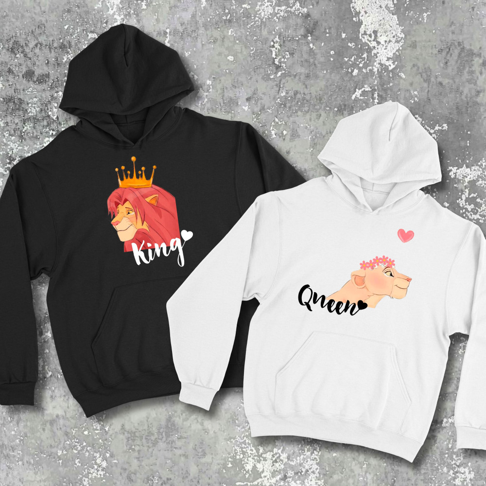 Парні худі з принтом - King\queen!