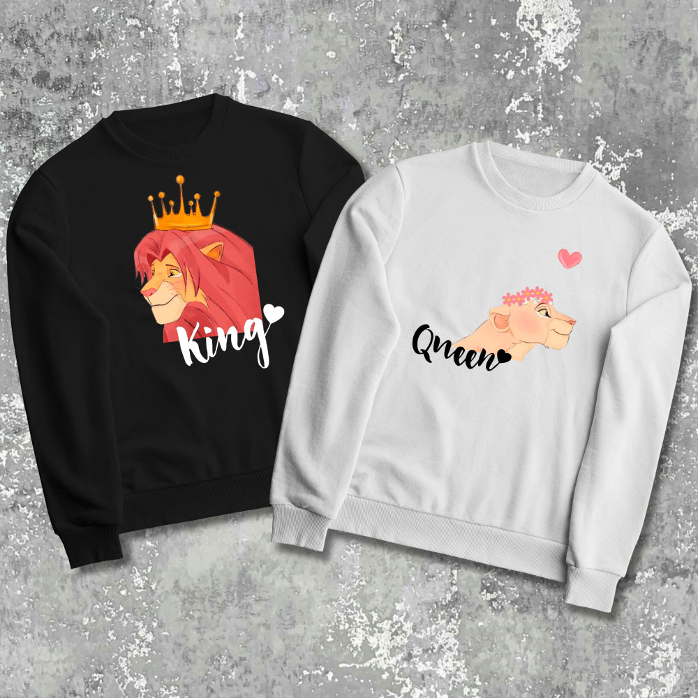 Парные свитшоты с принтом - King\queen!