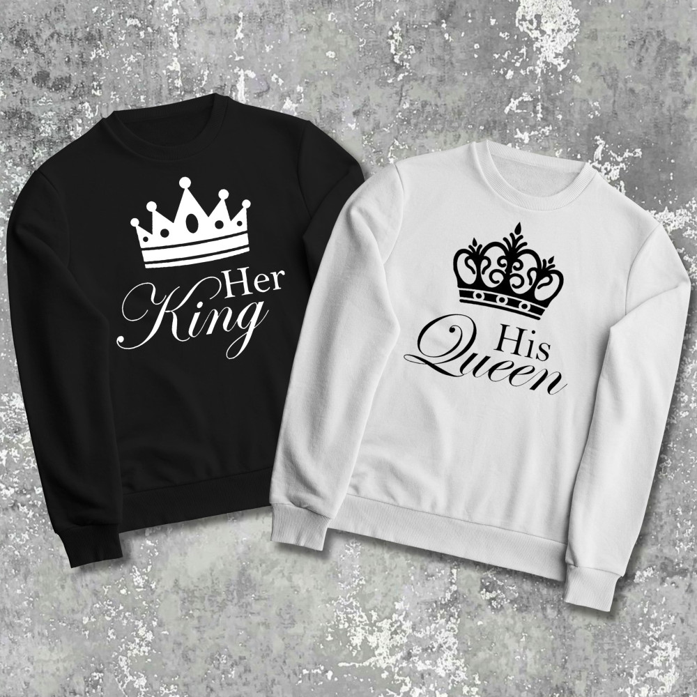 Парные свитшоты с принтом - King|Queen!