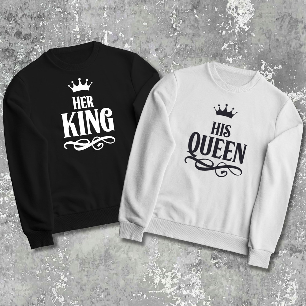 Парные свитшоты с принтом - King|Queen!