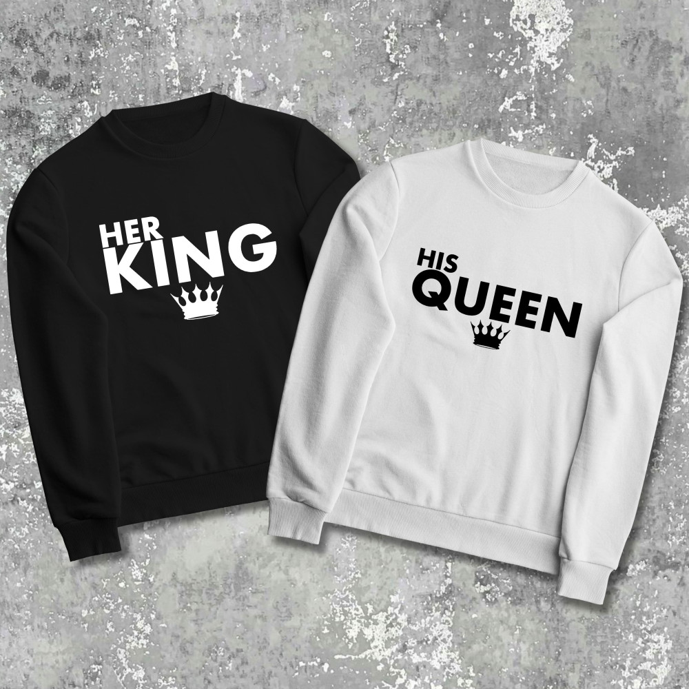 Парные свитшоты с принтом - King|Queen!