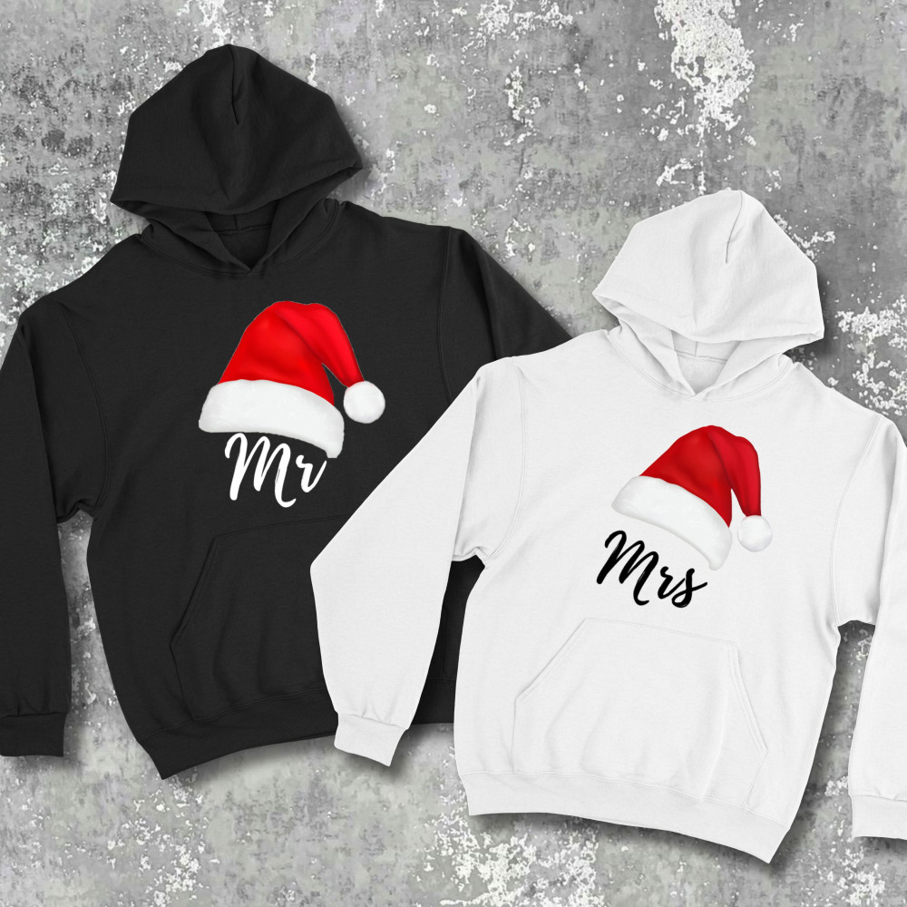 Парні худі з принтом - Mr\mrs!