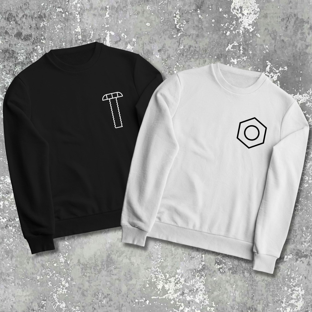 Парні худі з принтом - Болтик/Гаєчка!