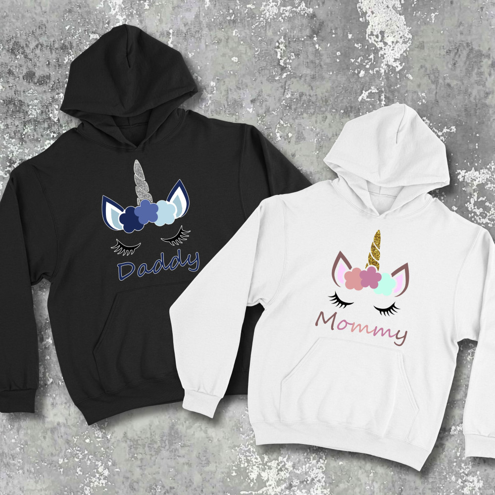 Парні худі з принтом - Momy/dady!