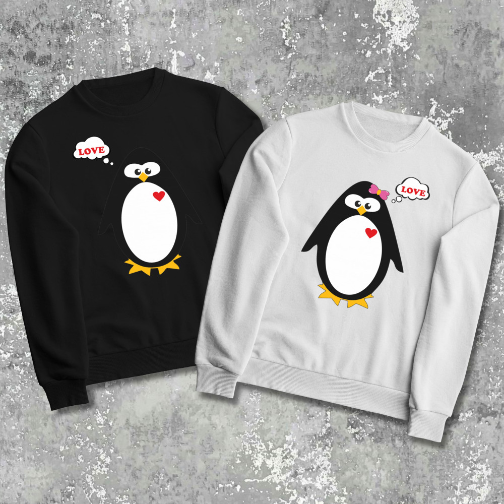 Парные свитшоты с принтом - Love!