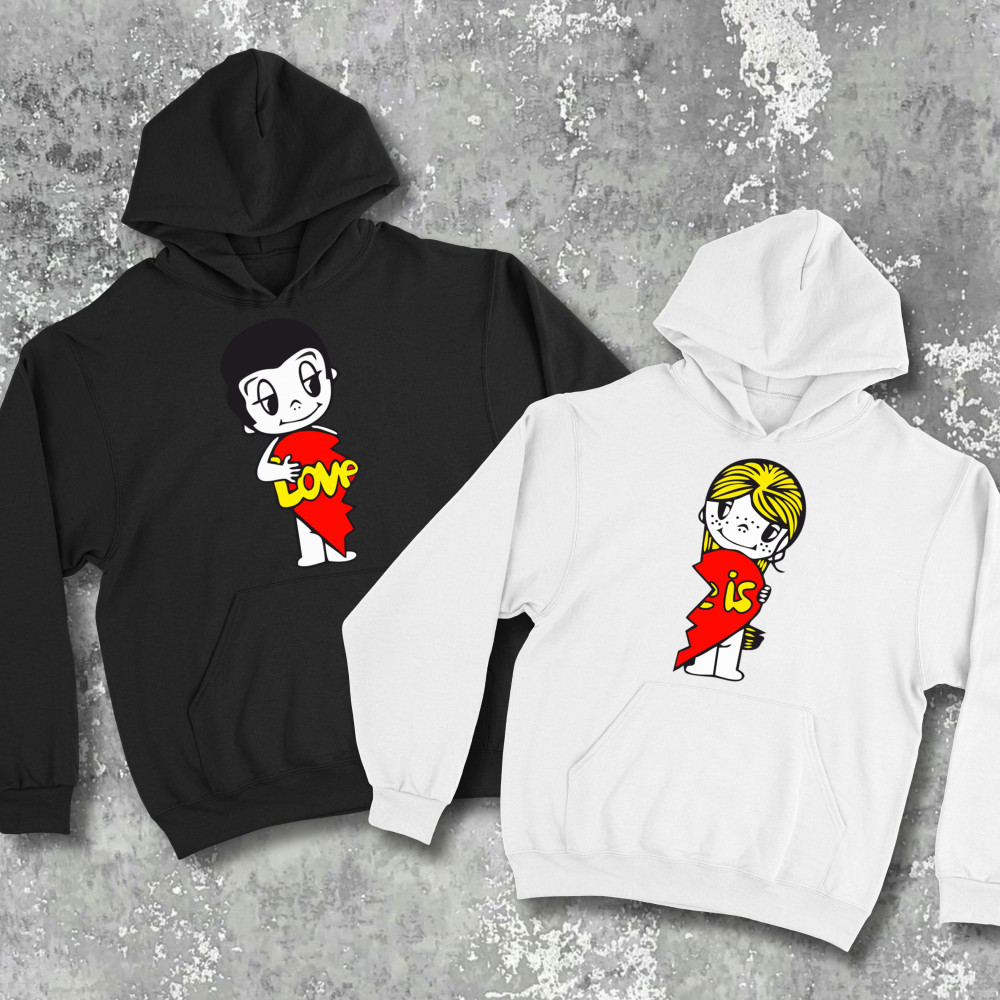 Парні худі з принтом - Love is!