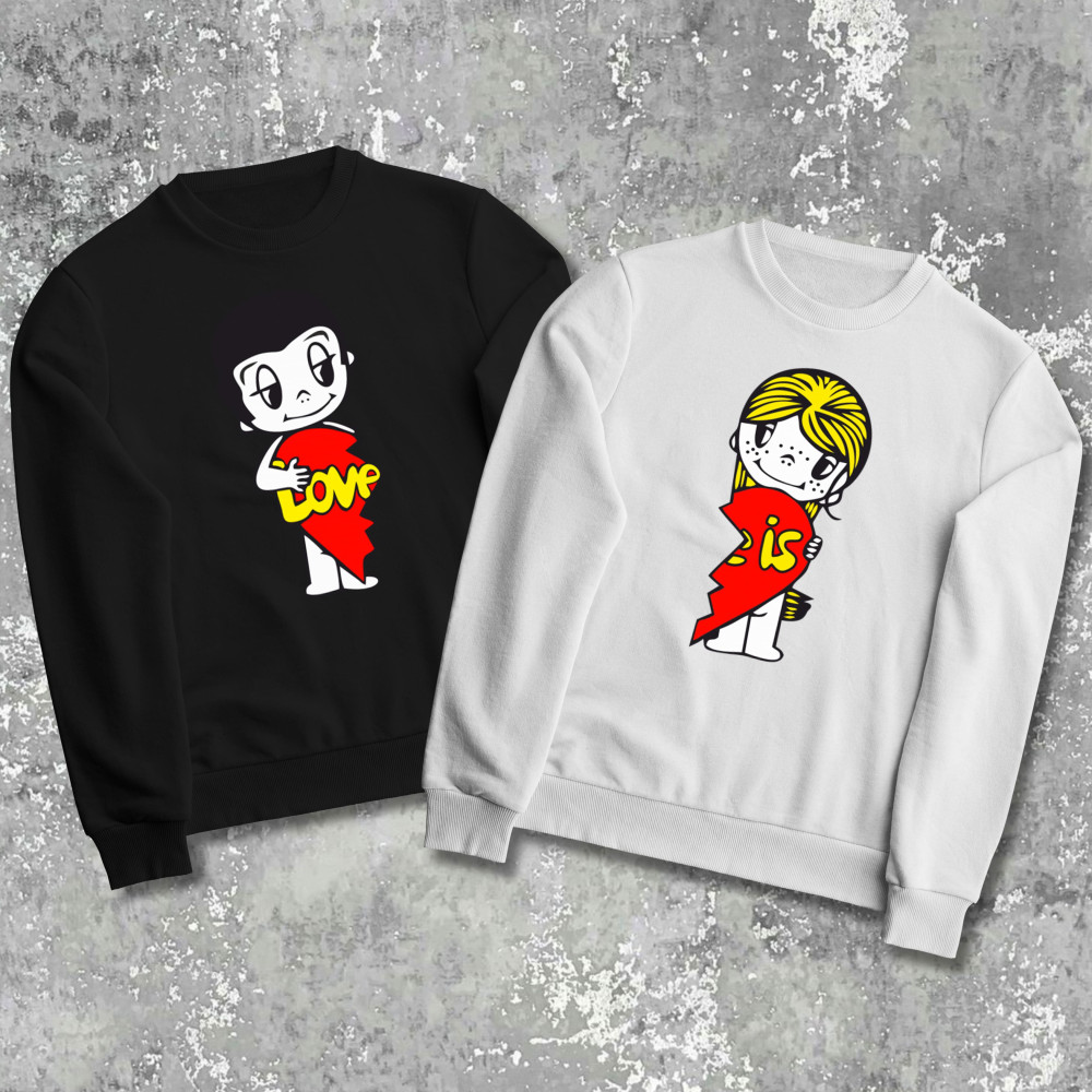 Парные свитшоты с принтом - Love is!