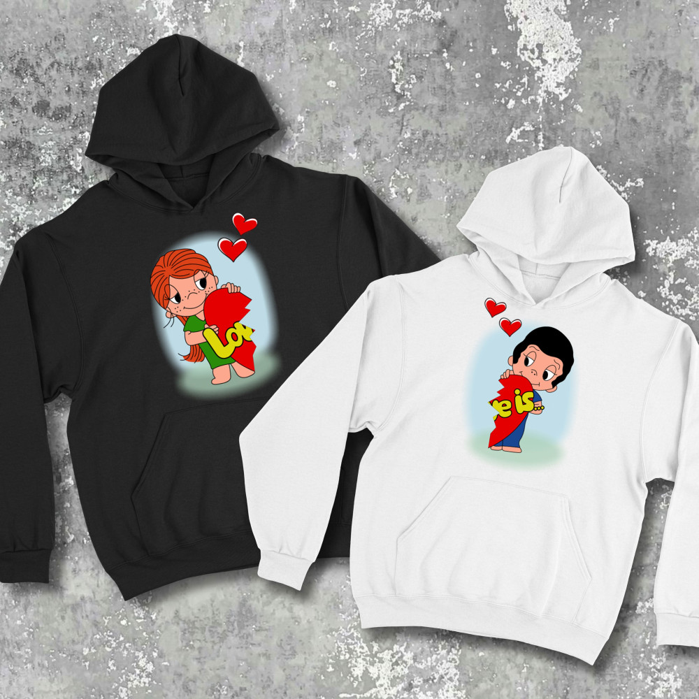 Парні худі з принтом - Love is!