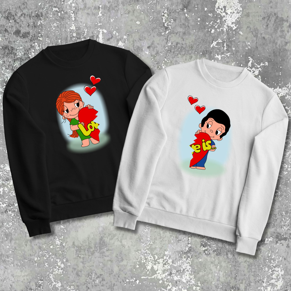 Парные свитшоты с принтом - Love is!