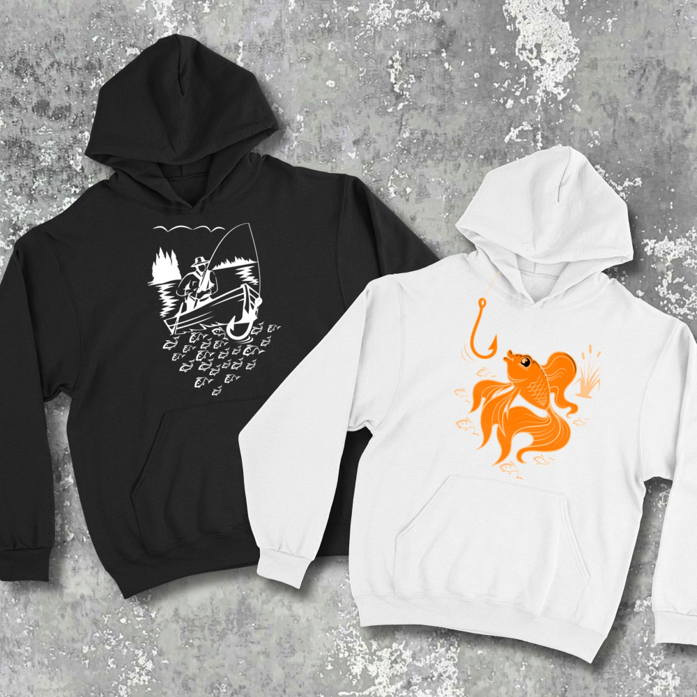 Парные худи\свитшоты с принтом - Золотая рыбка!