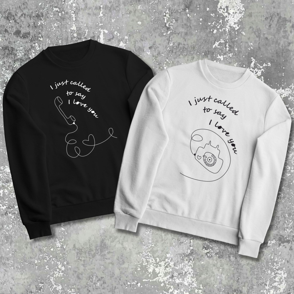 Парные свитшоты с принтом - l love you!