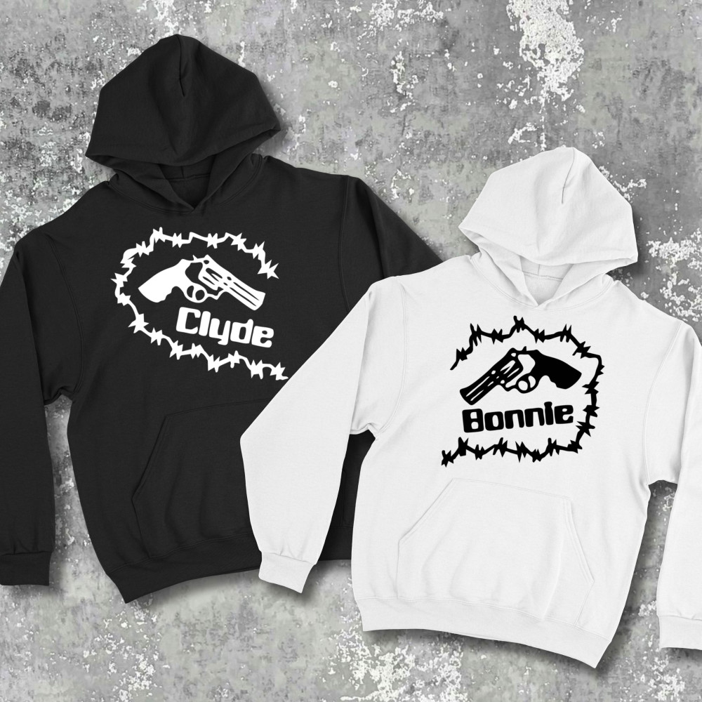 Парні худі з принтом - Bonnie/clyde!