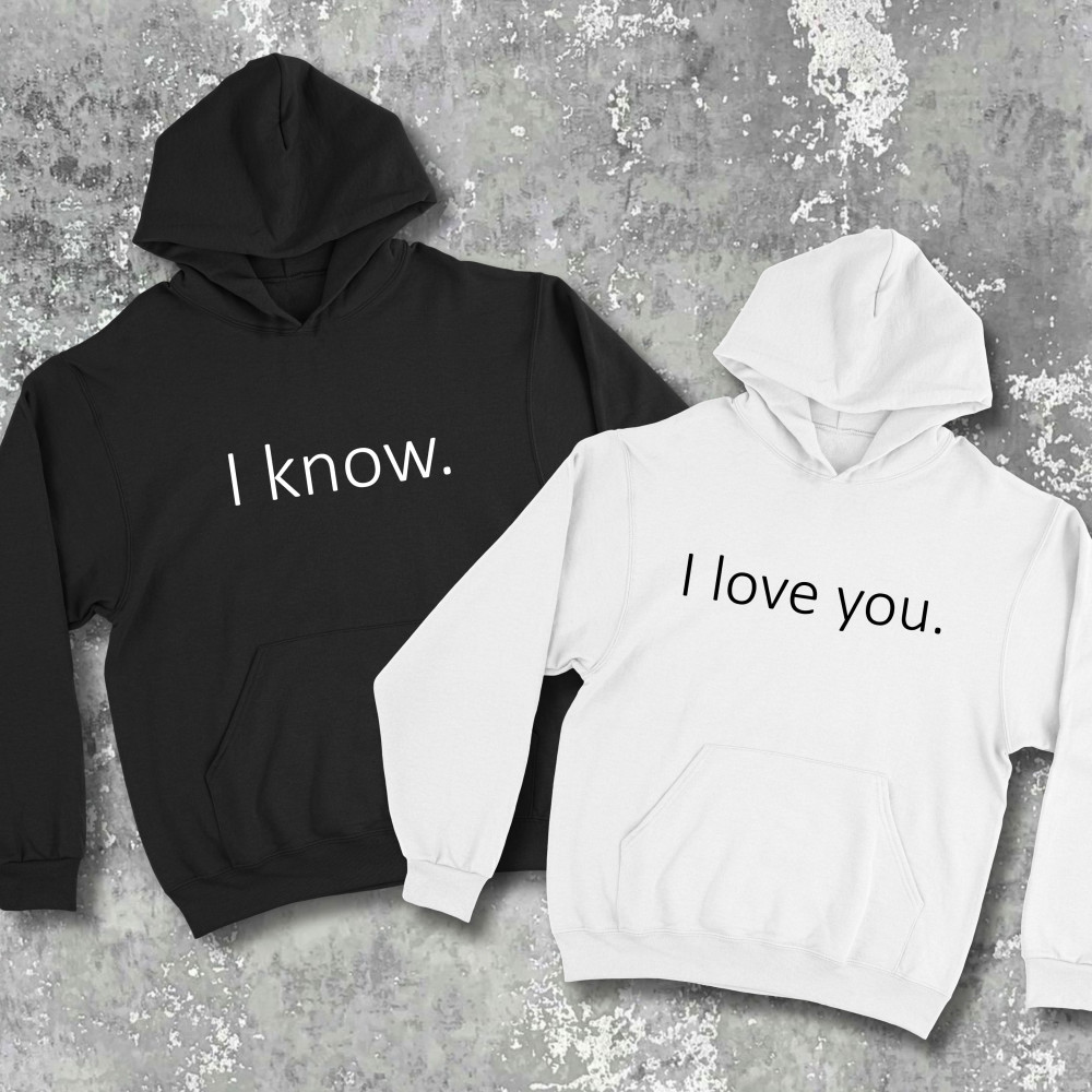 Парные худи с принтом - l love you!