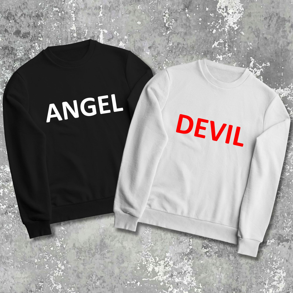 Парні світшоти з принтом - Angel|Devil!
