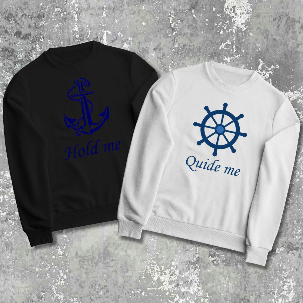 Парные свитшоты с принтом - Hold me\quide me!