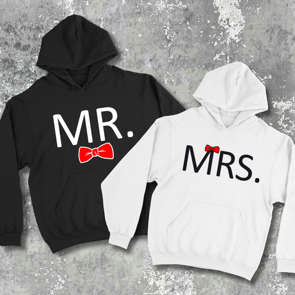 Парні худі з принтом - Mr/mrs!